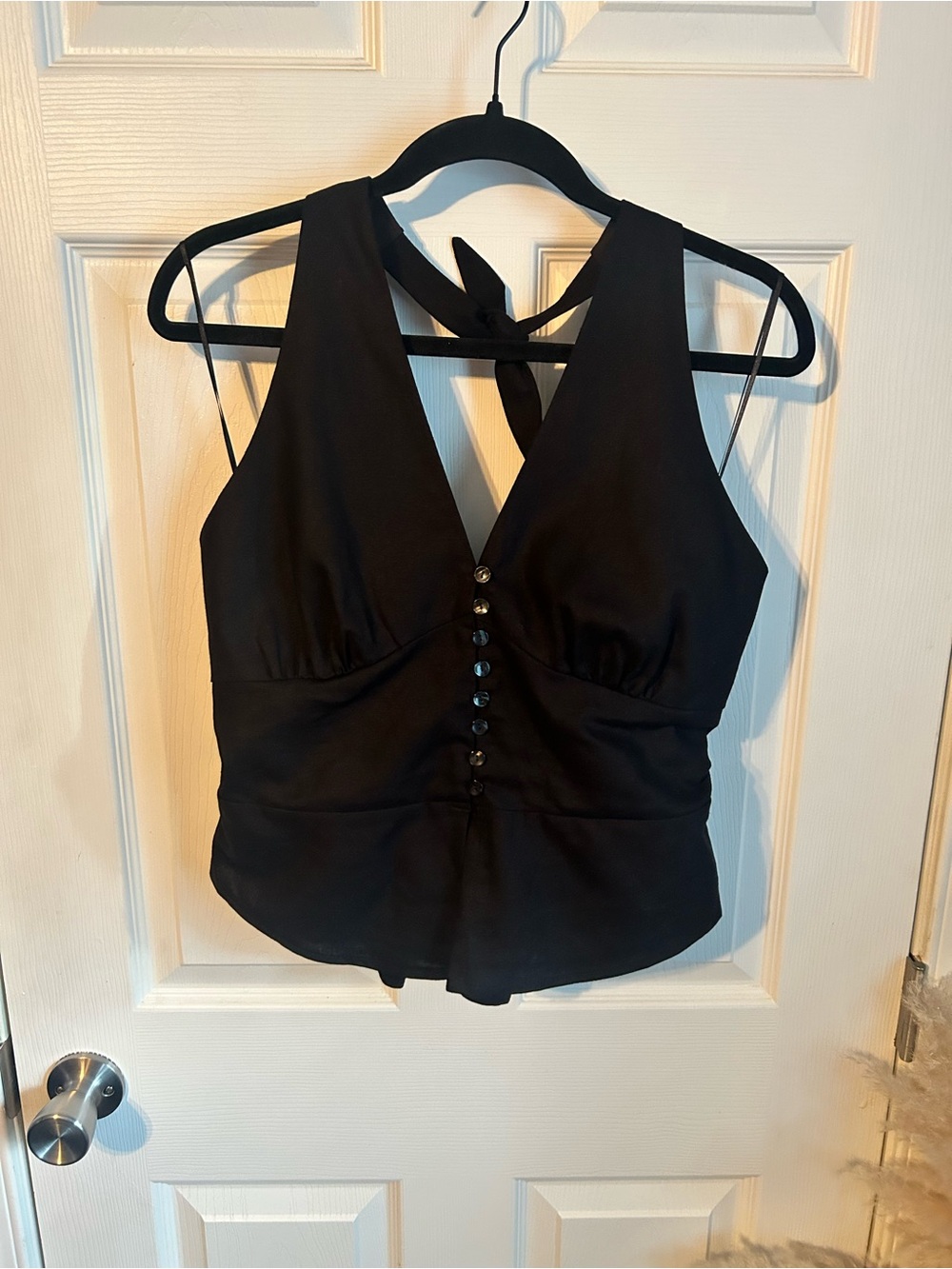 Love Tree Black Halter Button-Front Camisole